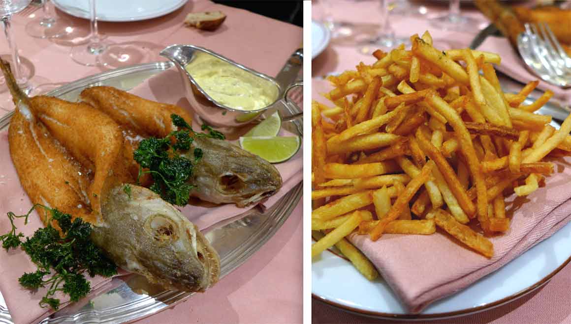 Restaurant La Poule au Pot, merlan Colbert et frites