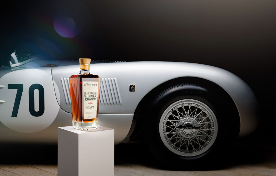 Jaguar C Type and Glenturret Whisky